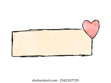 Hand drawn frame with doodle hearts, vector illustration.