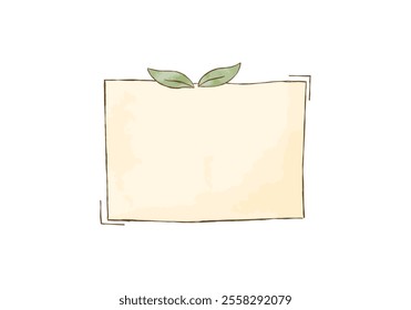 Hand drawn frame with doodle leaves, vector illustration.