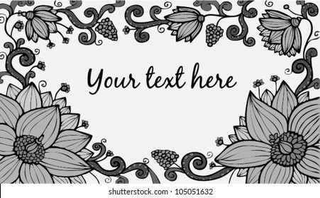 Hand drawn frame floral background, vector illustration