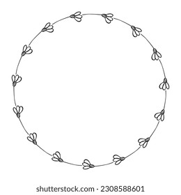 Marco dibujado a mano, marco de círculo floral ilustración vectorial imagen de clip rústico