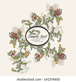 Hand drawn frame with flowers