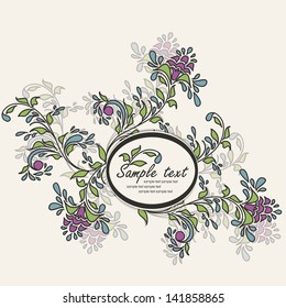Hand drawn frame with flowers
