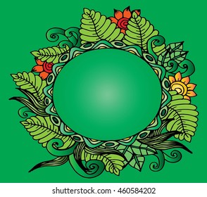 hand drawn frame with flowers