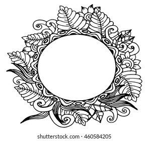 hand drawn frame with flowers