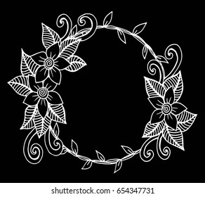 hand drawn frame with flowers