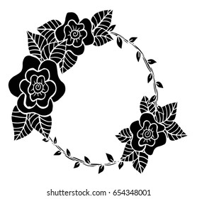 hand drawn frame with flowers