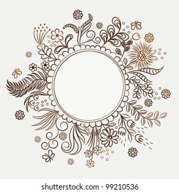 hand drawn frame with flowers