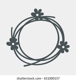 Hand drawn frame with flowers quality vector illustration cut