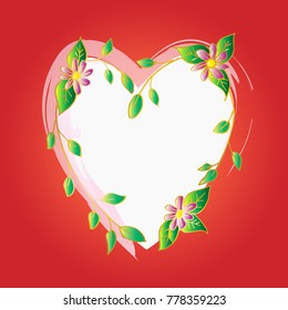 Hand drawn frame with heart shape and flower ornament.