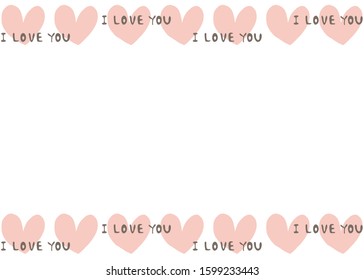 Hand drawn frame with hearts
