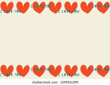 Hand drawn frame with hearts