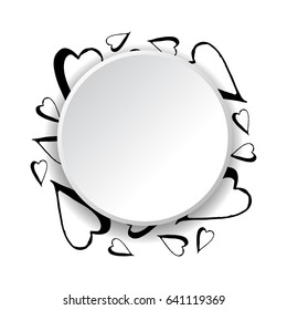 Hand Drawn Frame of Hearts on White Background