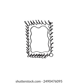 Icono de marco dibujado a mano. Esbozo de garabato de línea de borde, elemento de diseño de garabato de marco espiral cuadrado aislado, imitación de Vector de tinta dibujada a mano
