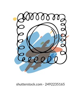 Hand drawn frame icon. Border line doodle sketch, square spiral frame scribble design element isolated, sketchy handdrawn ink vector imitation