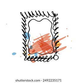 Hand drawn frame icon. Border line doodle sketch, square spiral frame scribble design element isolated, sketchy handdrawn ink vector imitation