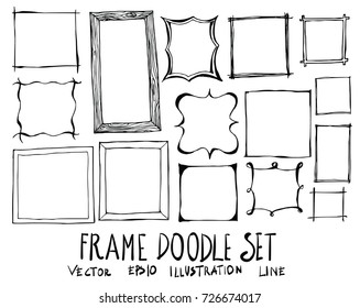 Hand drawn frame isolated. Vector sketch black and white background illustration icon doodle