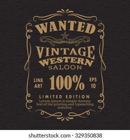 Hand Drawn Frame Label blackboard retro vintage wanted banner vector illustration