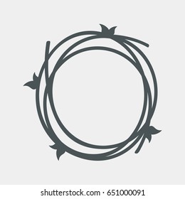 Hand drawn frame with leaves quality vector illustration cut