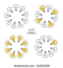 Hand drawn frame of light bulbs. 