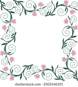 Hand drawn frame of lily flowers. Vector illustration. For printing.