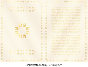 Hand drawn frame, logo and border in A4 format for restaurant menu, flyer, greeting card, brochure and any other decoration. Golden color. Vector illustration