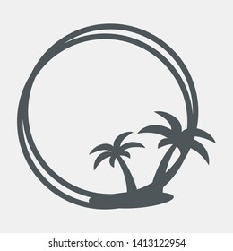 Hand drawn frame palms
 vector illustration cut