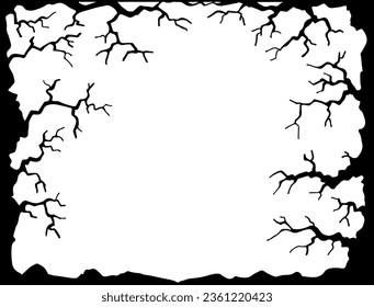 Hand drawn frame from scary trees on white background. Vector illustration. 