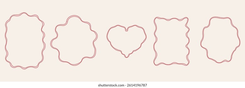Hand drawn frame set. Cute coquette borders for wedding invitations, birthday card, lunch menus