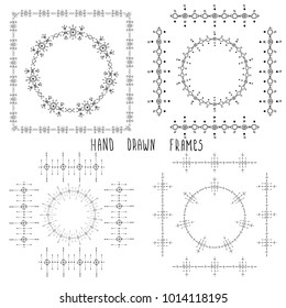 hand drawn frame set.  For greeting cards, wedding invitation, post cards, illustration