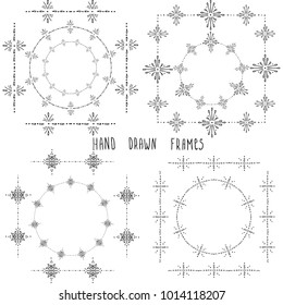hand drawn frame set.  For greeting cards, wedding invitation, post cards, illustration