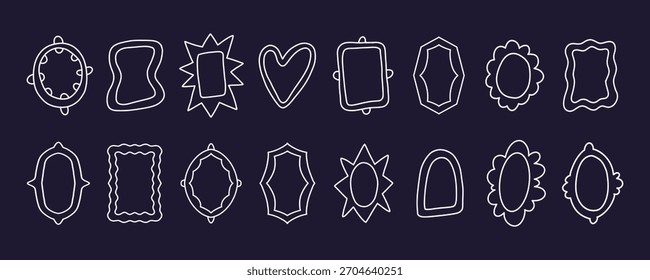 Hand drawn frame set illustration with doodle borders in varied shapes including circle square rectangle star and other decorative shapes