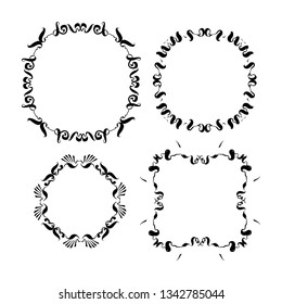 hand drawn frame set. vector illustration written in ink on a white background