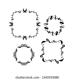 hand drawn frame set. vector illustration written in ink on a white background