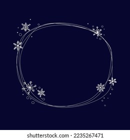 Hand drawn frame with snowflakes