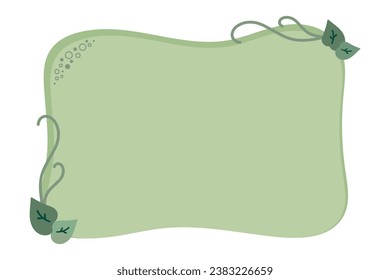 Hand drawn frame for text with leaves. Simple doodle template with copy space. Vector illustration