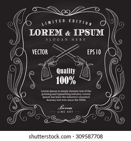 Hand drawn frame vintage label chalkboard vector illustration
