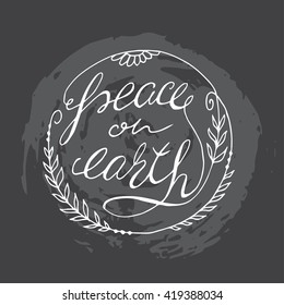 Hand drawn frame with words "Peace on earth"