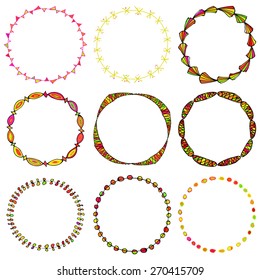 Hand Drawn Frames. 9 in set. Vector Illustration