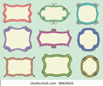Hand drawn frames (background is a seamless pattern).