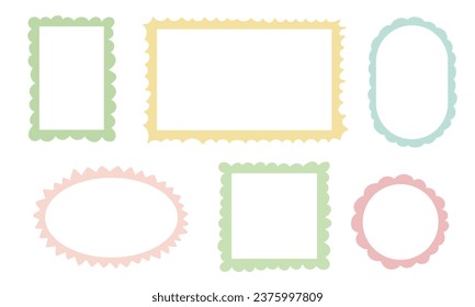 Hand drawn frames collection. Colorful doodle shapes of square and round borders 