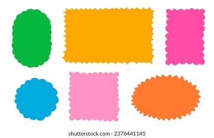 Hand drawn frames collection. Colorful doodle shapes of square and round borders 