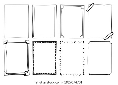 Hand drawn frames. Handdrawn scribble simple box. Vector empty drawing borders.