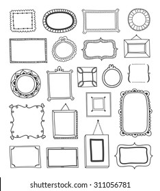 Hand drawn frames made in vector with dark outline