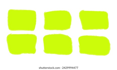 Hand drawn frames on green color. Simple text frames on white background. Green stickers