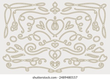 Hand drawn frames, scroll, calligraphic dividers, borders, corners. Vector elements for restaurant menu, certificates, wedding invitations, branding, packaging, stickers, wrapping, greeting card