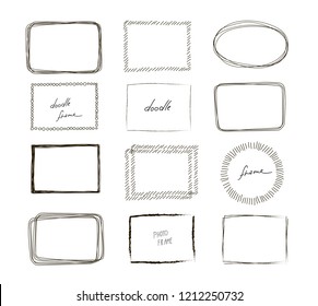 Hand drawn frames set. Cartoon style. Vector.