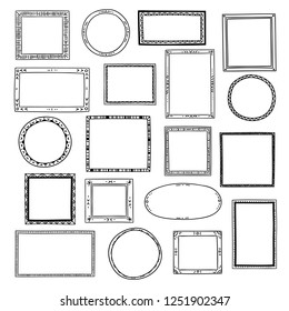 Hand drawn  frames set. Cartoon style vector collection.