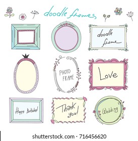 Hand drawn frames set. Cartoon style. Vector.