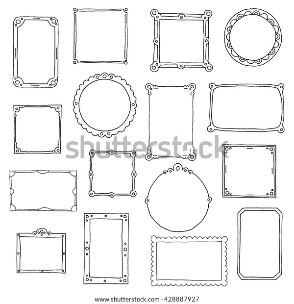 Hand Drawn Frames Set Cartoon Style Stock Vector (Royalty Free) 428887927