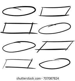 Hand Drawn Frames Set - Rectangles and Circles
